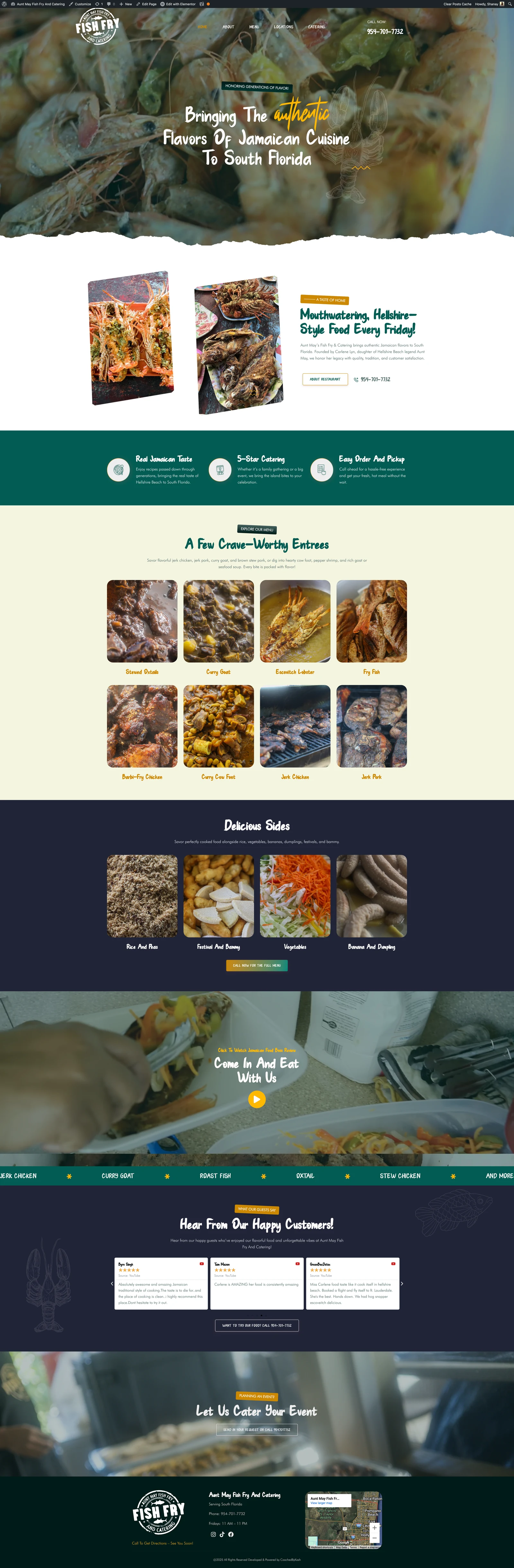 Aunt May's Fish Fry website designed by Coached By Kash