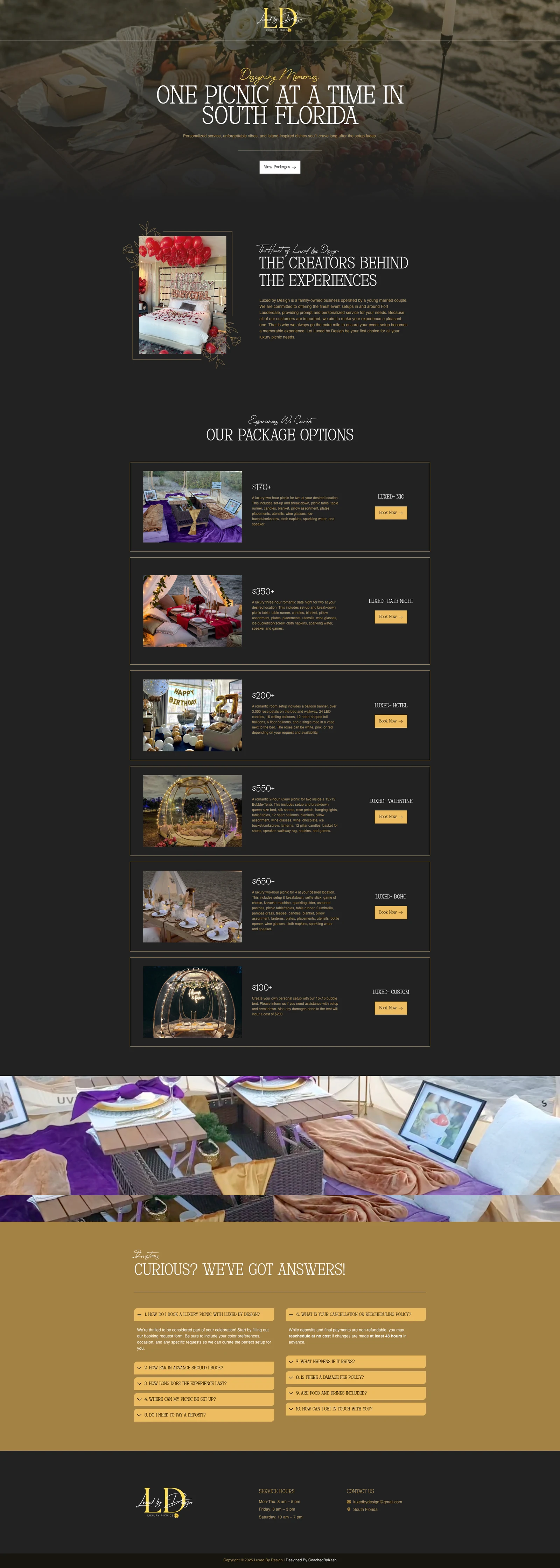 Full homepage of the Luxed by Design website designed by Coached By Kash