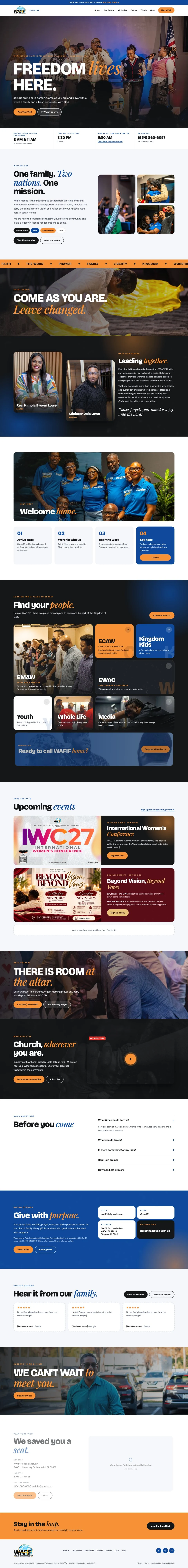 Full homepage of the WAFIF Florida website designed by Coached By Kash